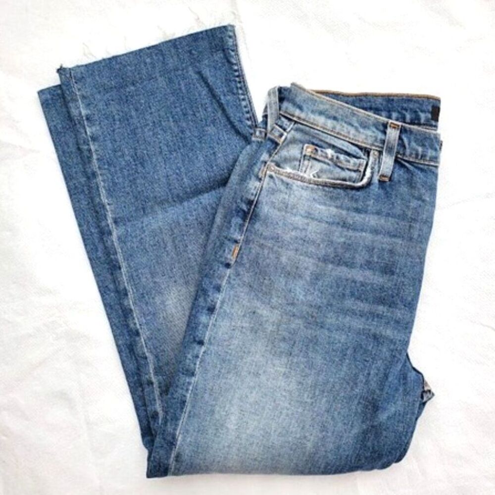 Hudson Holly Straight Leg Jeans - Ankle Length 26" Raw Hem Sz 28 Clean Classic